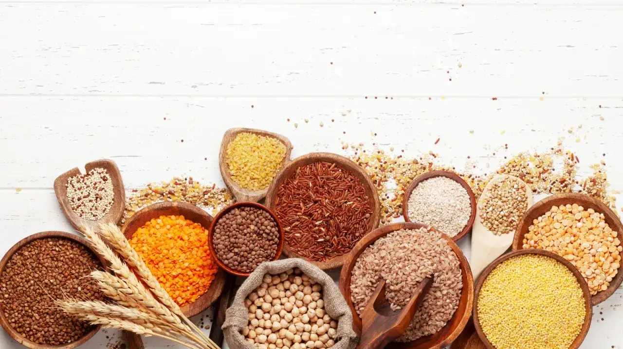 Sch&uuml;sseln mit verschiedenen K&ouml;rnern und H&uuml;lsenfr&uuml;chten, eine k&ouml;stliche Couscous-Alternative.