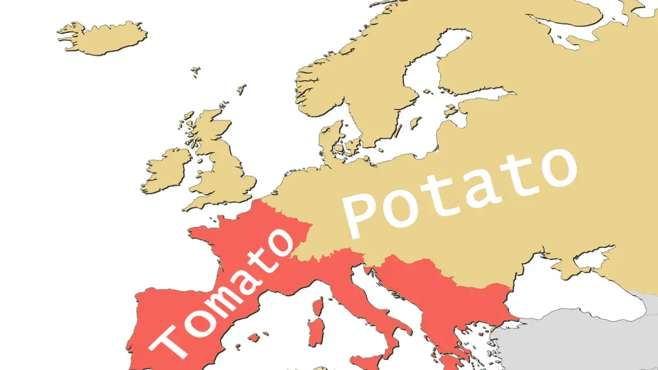 Karte Europas: s&uuml;dliche L&auml;nder sind rot gef&auml;rbt und mit 