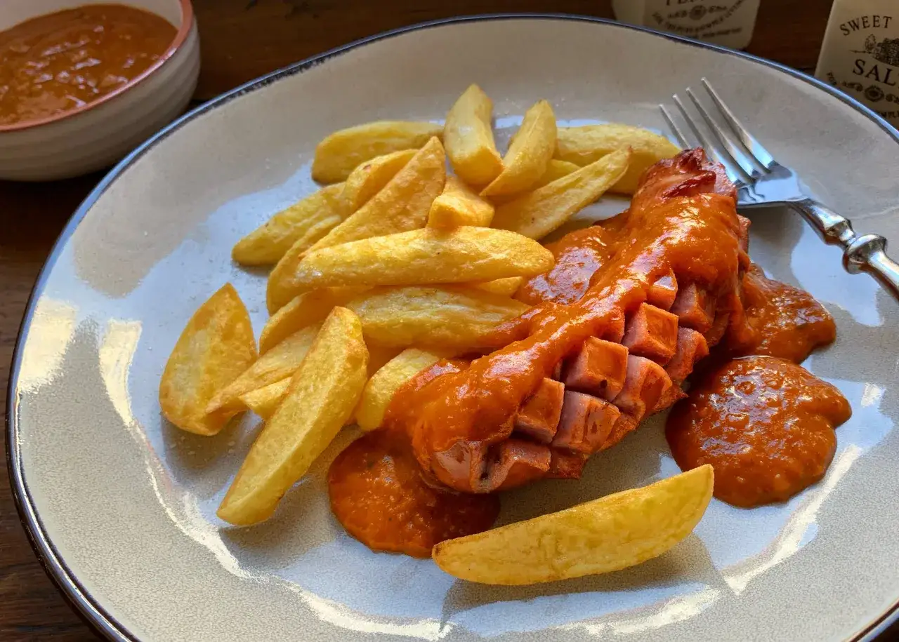 Leckere Currywurst mit Pommes, ein einfaches Currywurst Rezept f&uuml;r zu Hause.